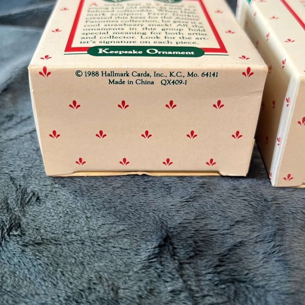 VINTAGE HALLMARK CHRISTMAS ORNAMENTS 1988 & 1987  in box